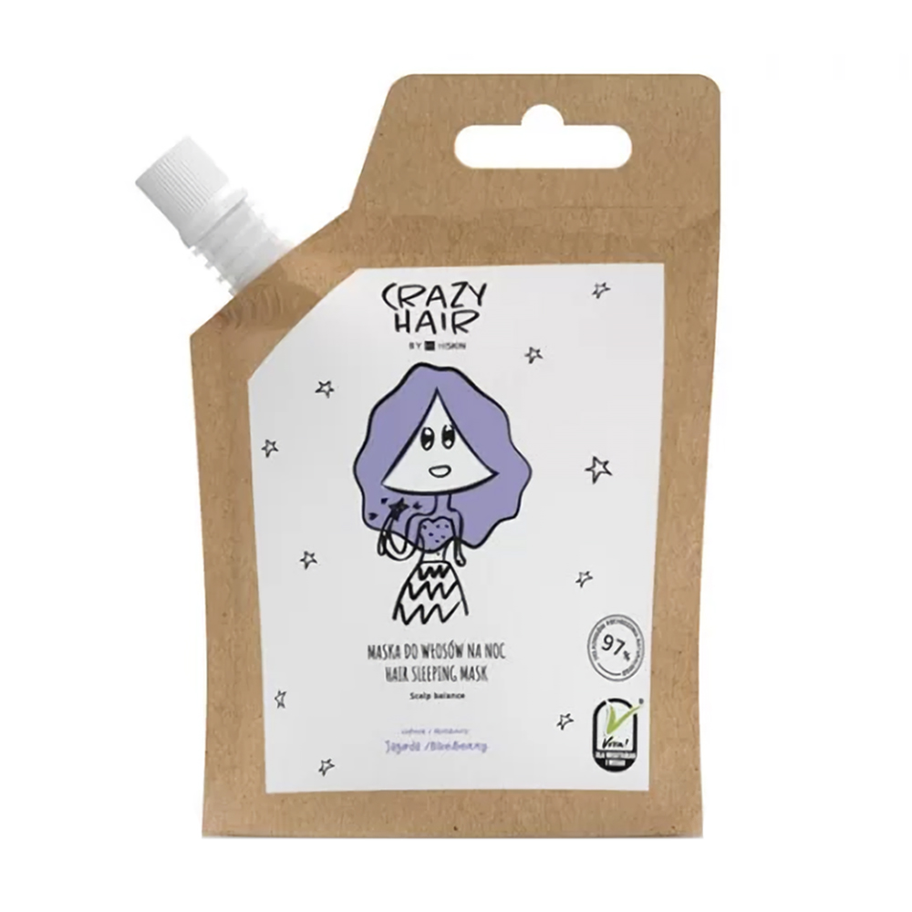 Уцінка! Нічна маска для волосся HiSkin Crazy Hair Hair Sleeping Mask Blueberry, 100 мл (дойпак)